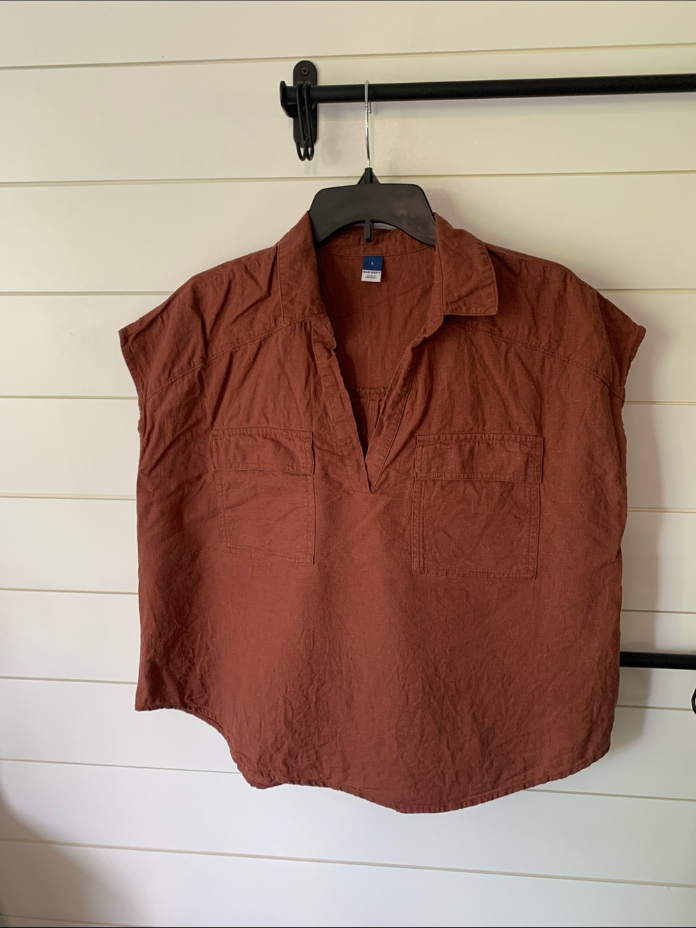 Old Navy Rust Brown Short-Sleeve Pullover Blouse